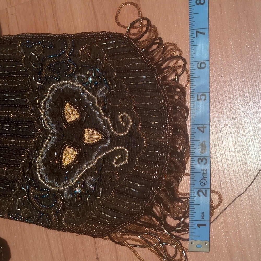 BEADED VICTORIAN Purse Renaissance Retro Drawstring Gothic Costume BEAUTIFUL - Picture 5 of 7